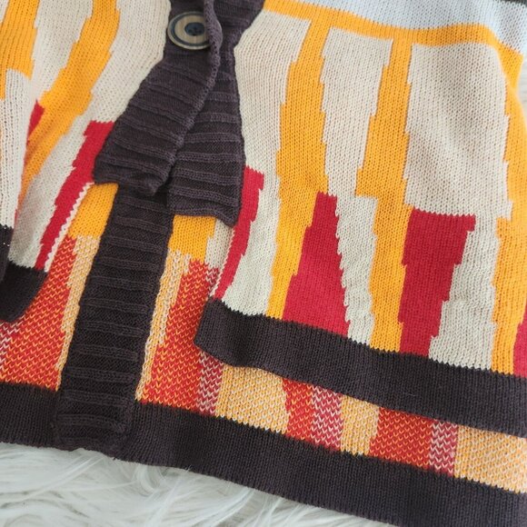 Sparrow Anthropologie Southwestern Geometric Retro Cardigan Sweater M Linen Lamb - Picture 9 of 11
